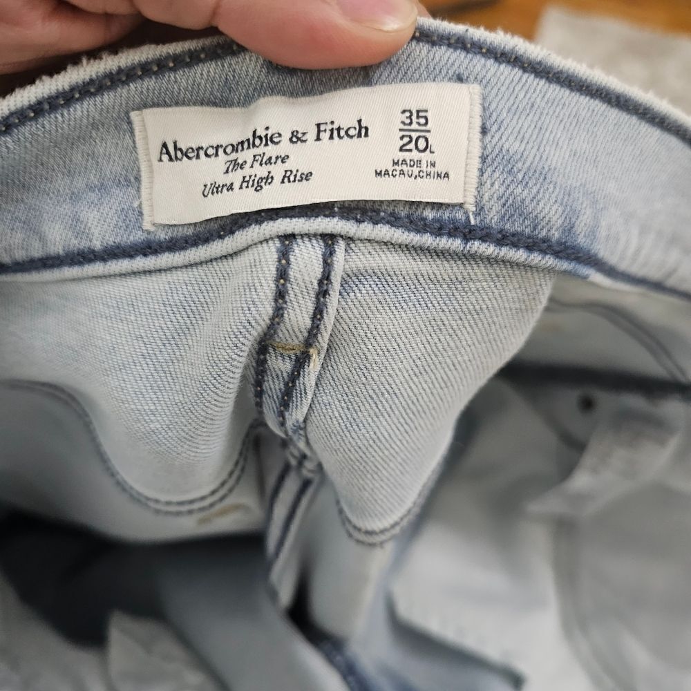 Abercrombie Fitch Flare Leg Blue Denim Jeans Size 35 - Picture 10 of 12
